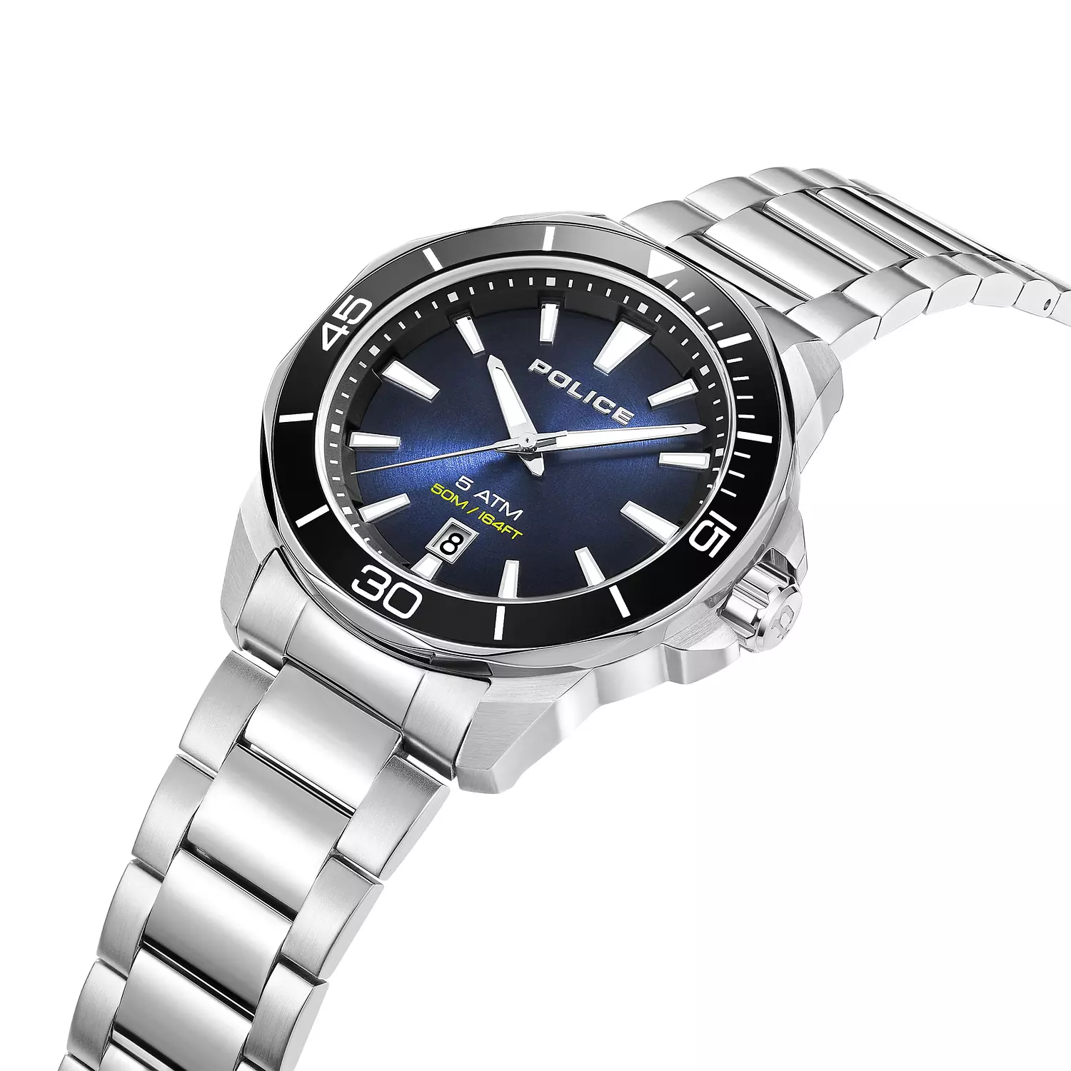 Police PEWJH0021402 Thornton Men's Watch, Blue Sunray Dial & Stainless Steel Bracelet, 43x49mm 3