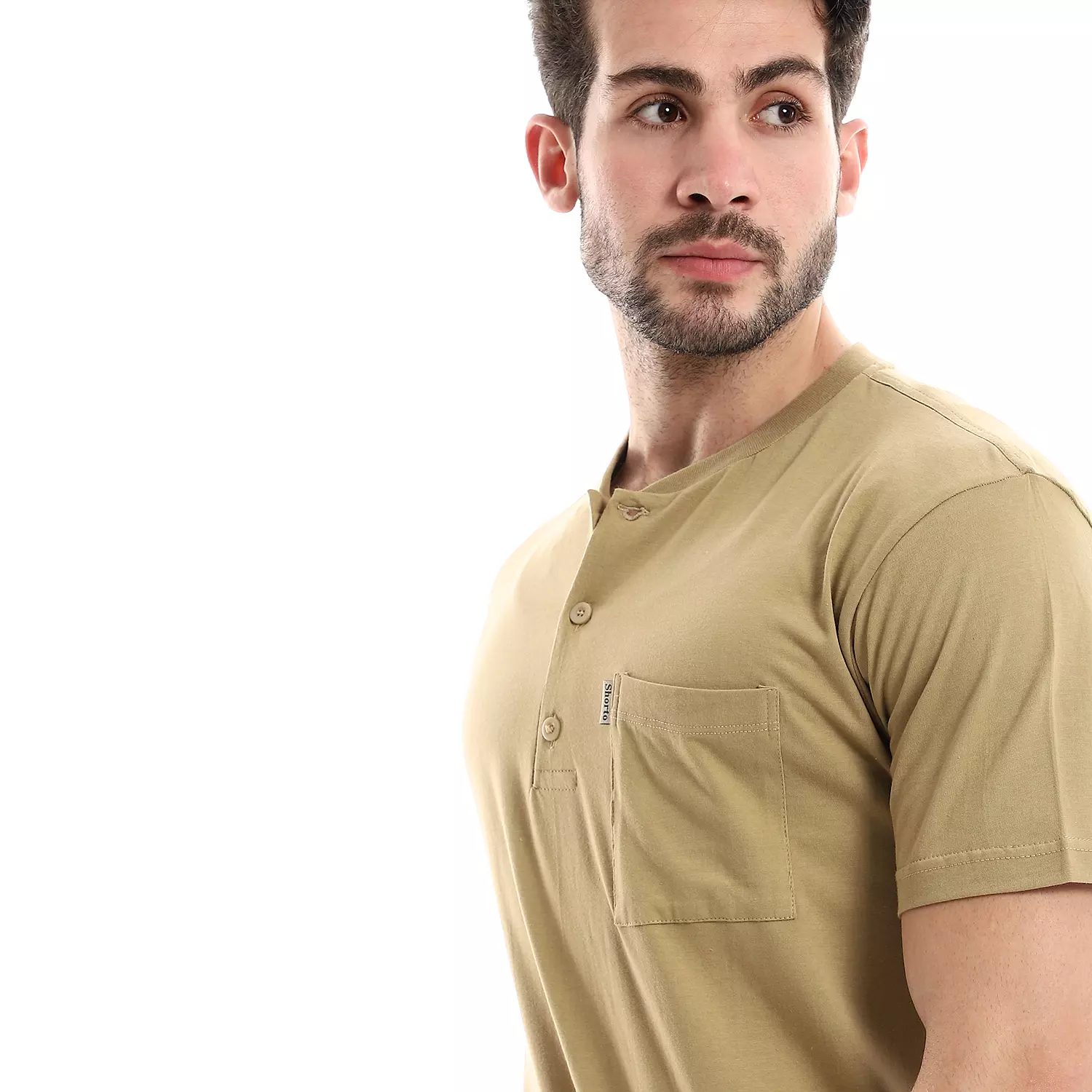 Men Cotton Plain T-Shirt - 4037 - Beige 2