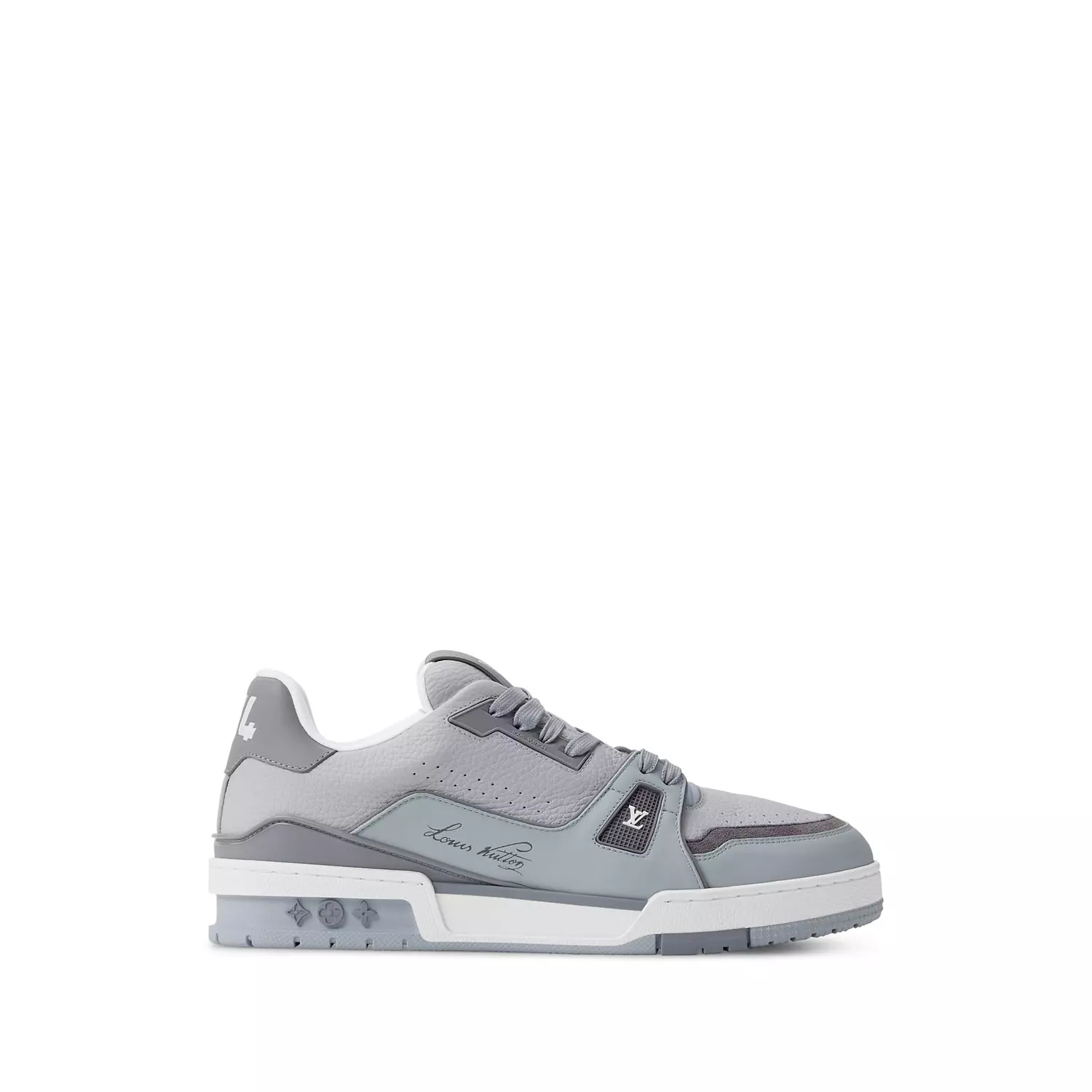 Louis Vuitton LV Trainer Sneaker, a luxury footwear model featuring a combination of grained and smooth calf leather image
