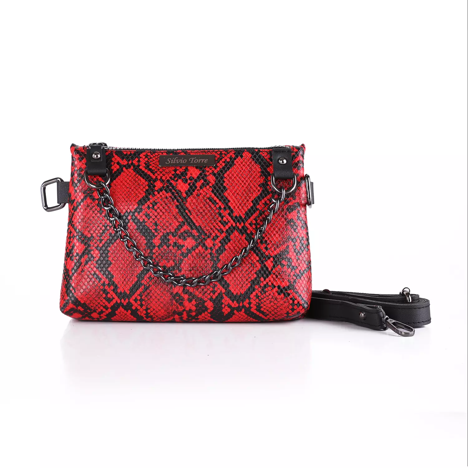 ST Leather Waist And Cross Bag-Red Snake 2