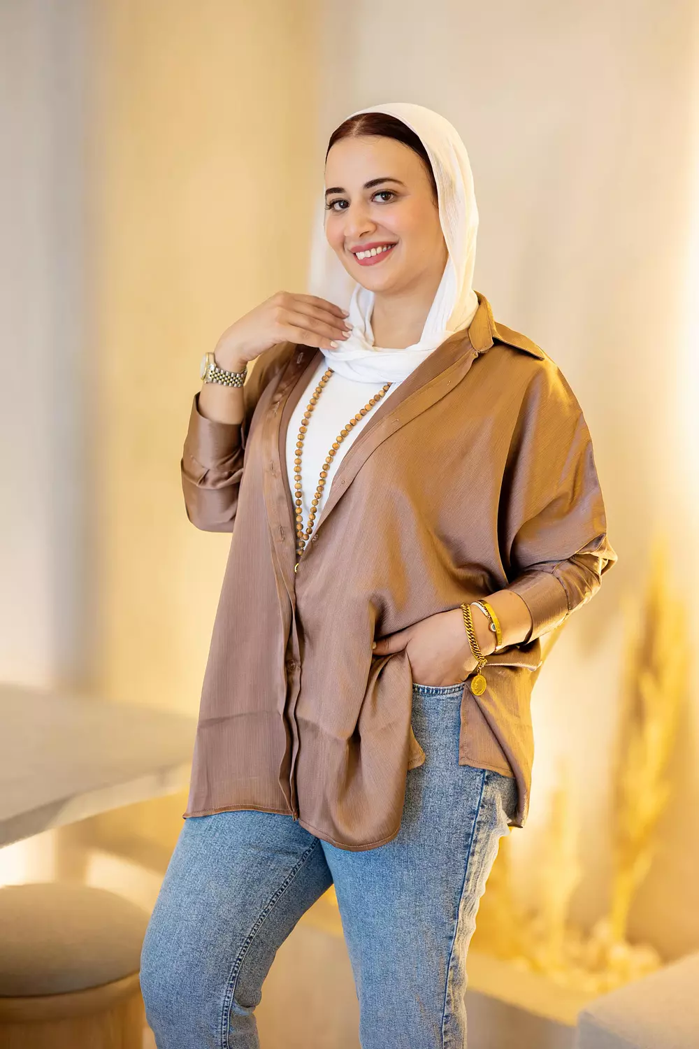 coffee satin shirt 2