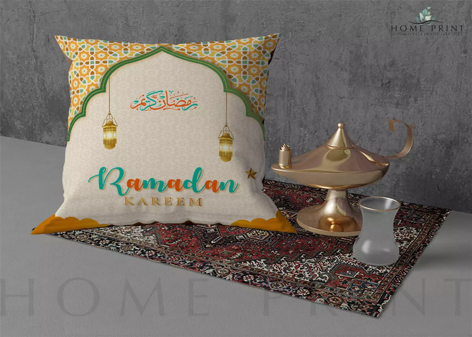 Ramadan Cushion - Ramadan Vibes - lanterns and Stars - Multi Color image