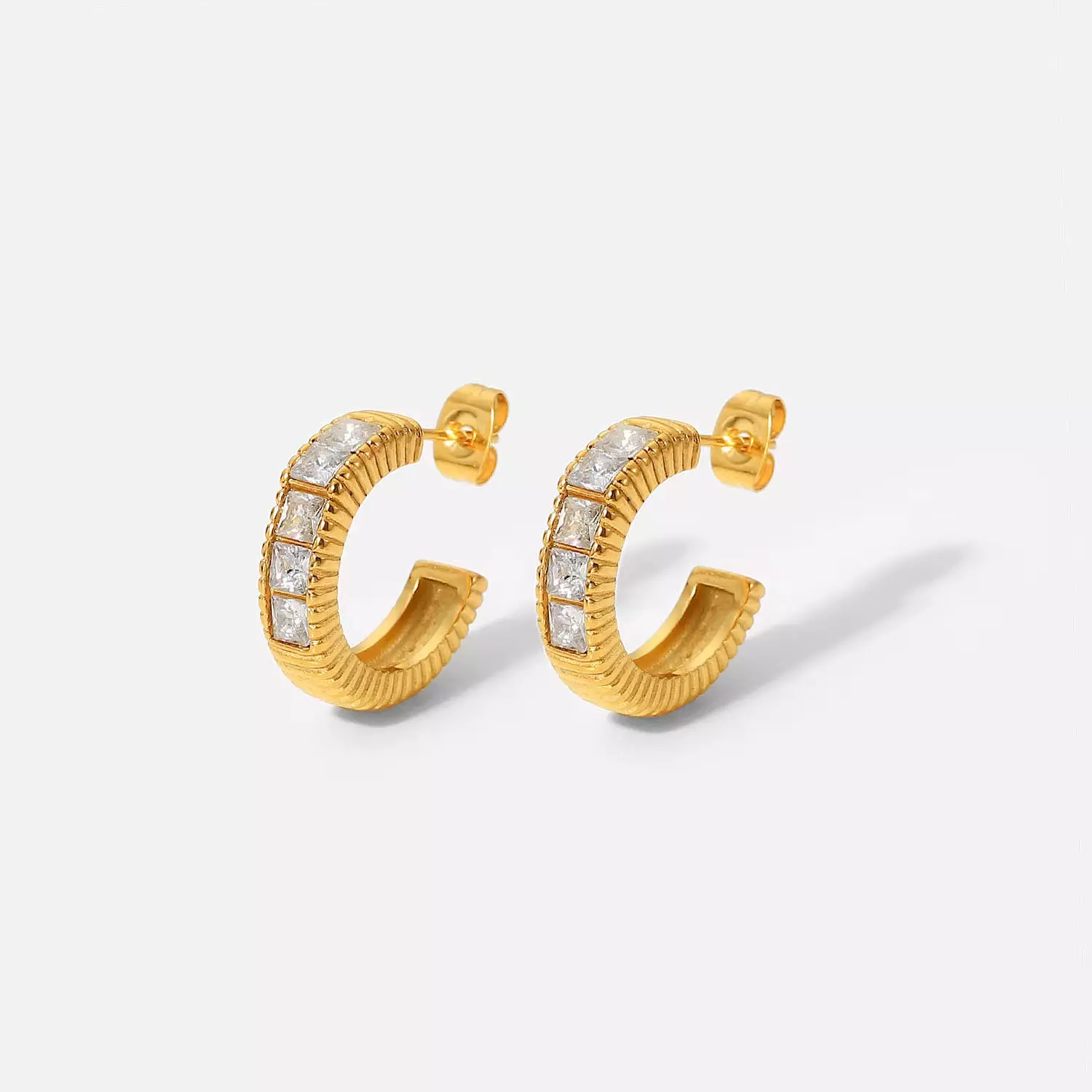 Bling square cubic inlaid earrings  3