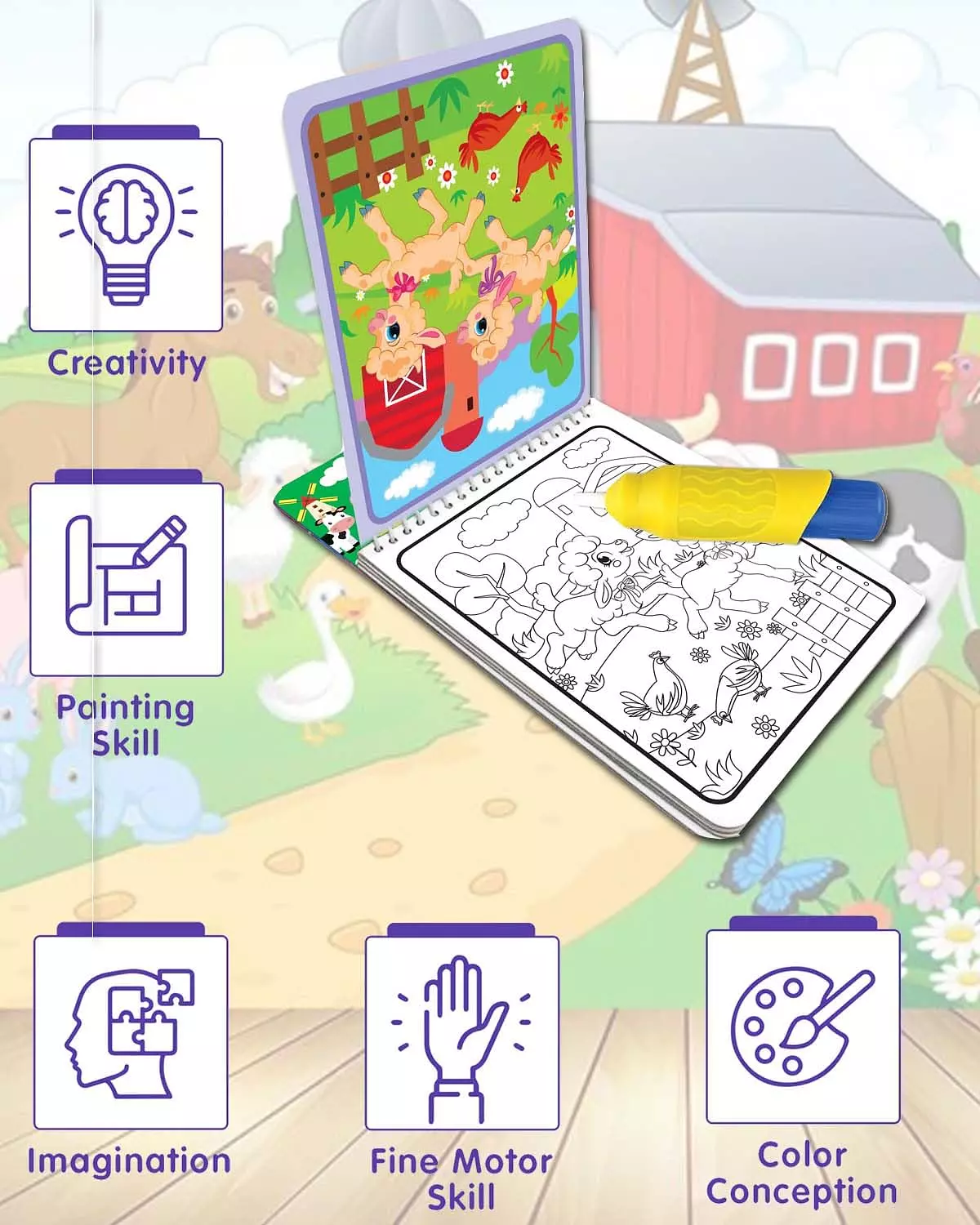 Water Magic Farm Animals- With Water Pen - Use over and over again hover image