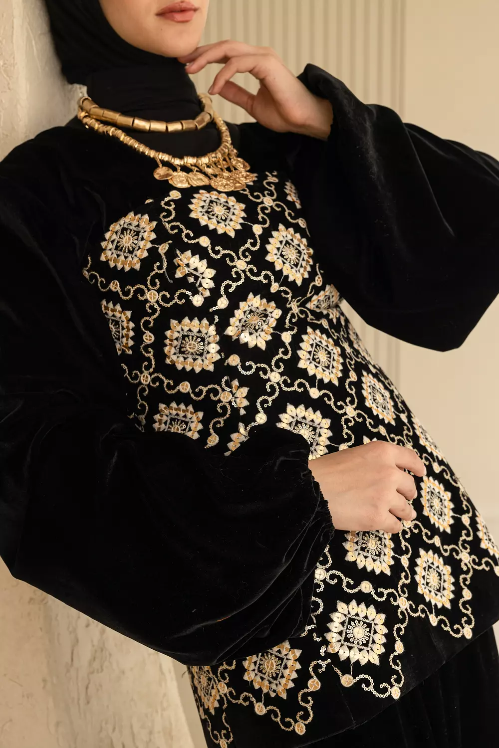 Velvet dress and embroidery corset  1