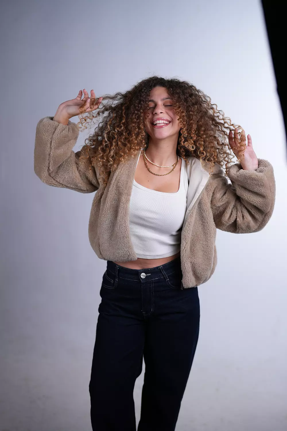 Beige Faux Fur Jacket hover image