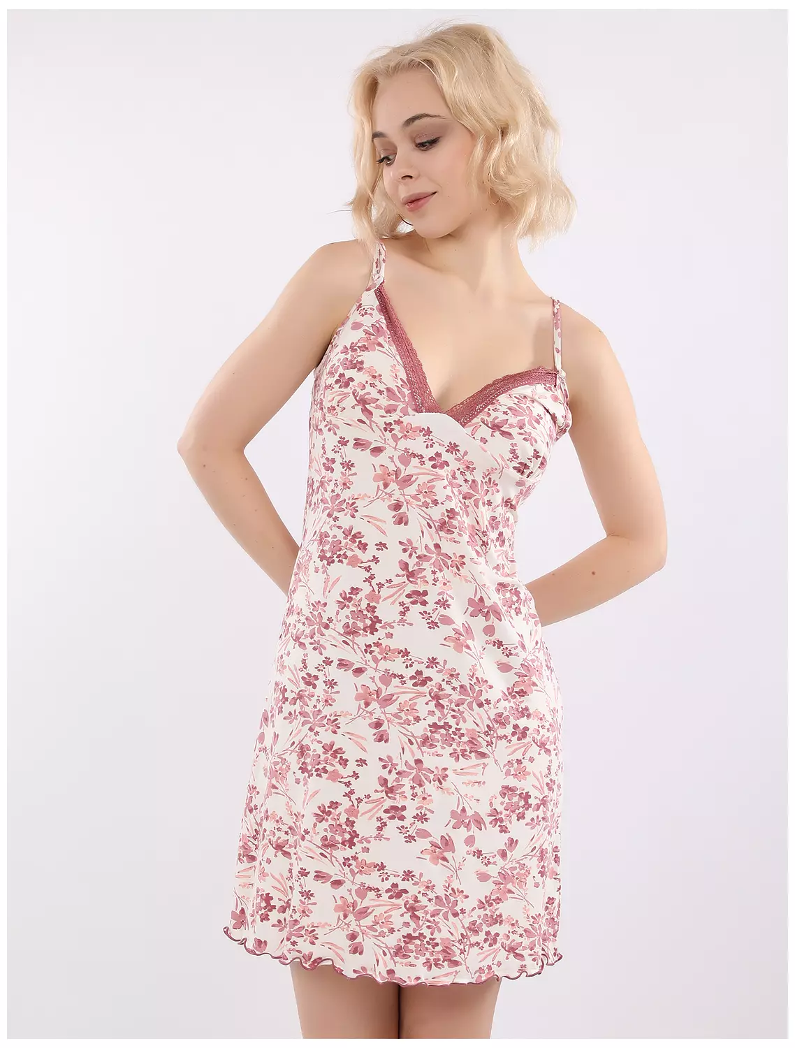 Cherry Blossoms V-neckline Night Dress 3