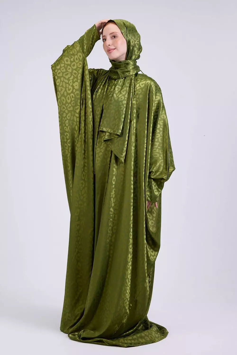 Olive green butterfly Jacquard image