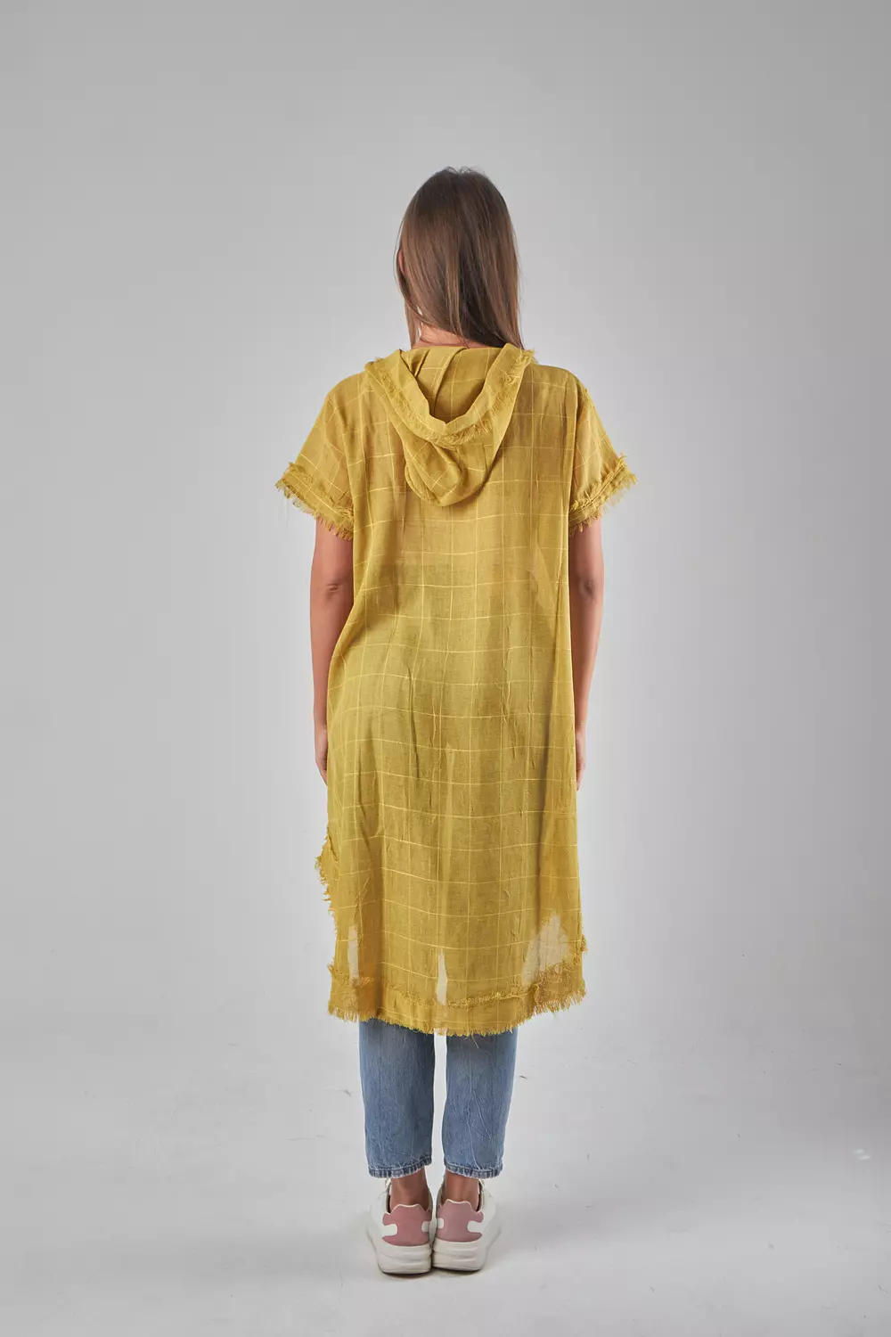Hooded Mesh Linen Yellow Top hover image