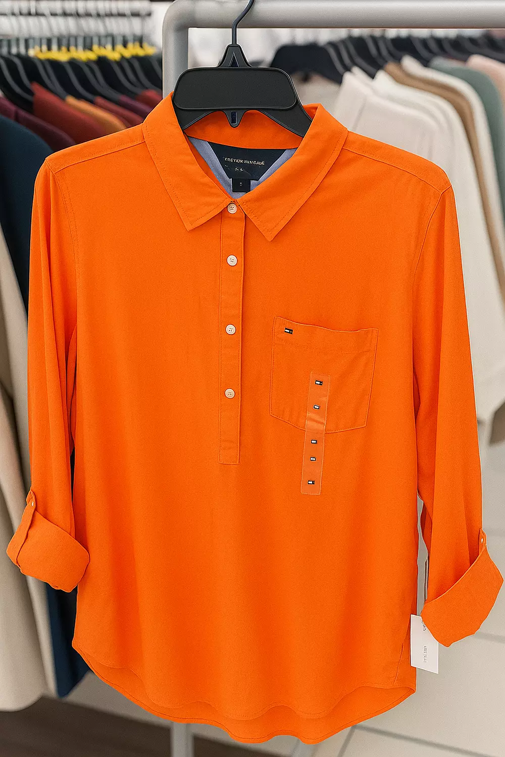 Tommy Hilfiger Women’s Long Sleeve Blouse – Orange image