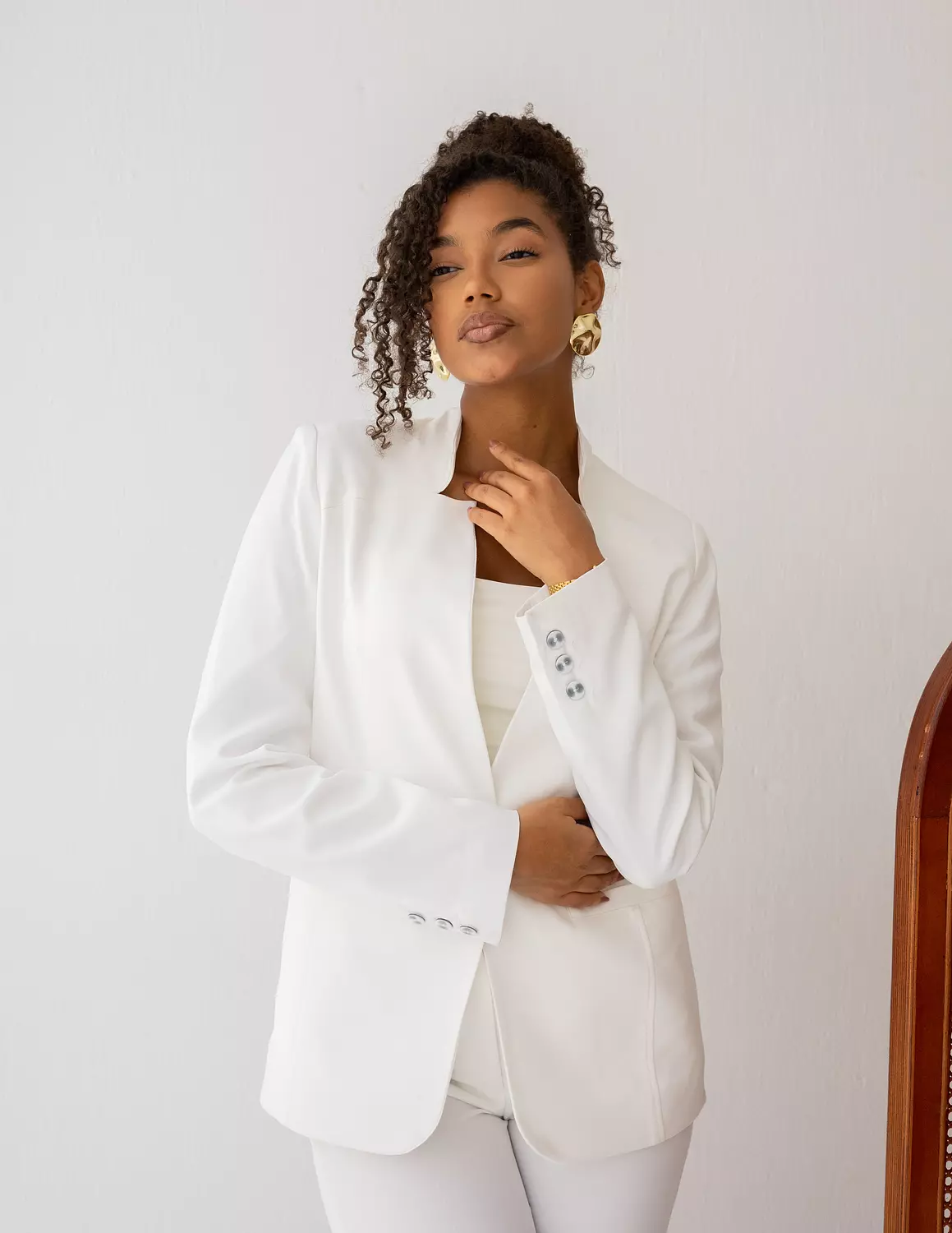 Majestic White collarless blazer  image