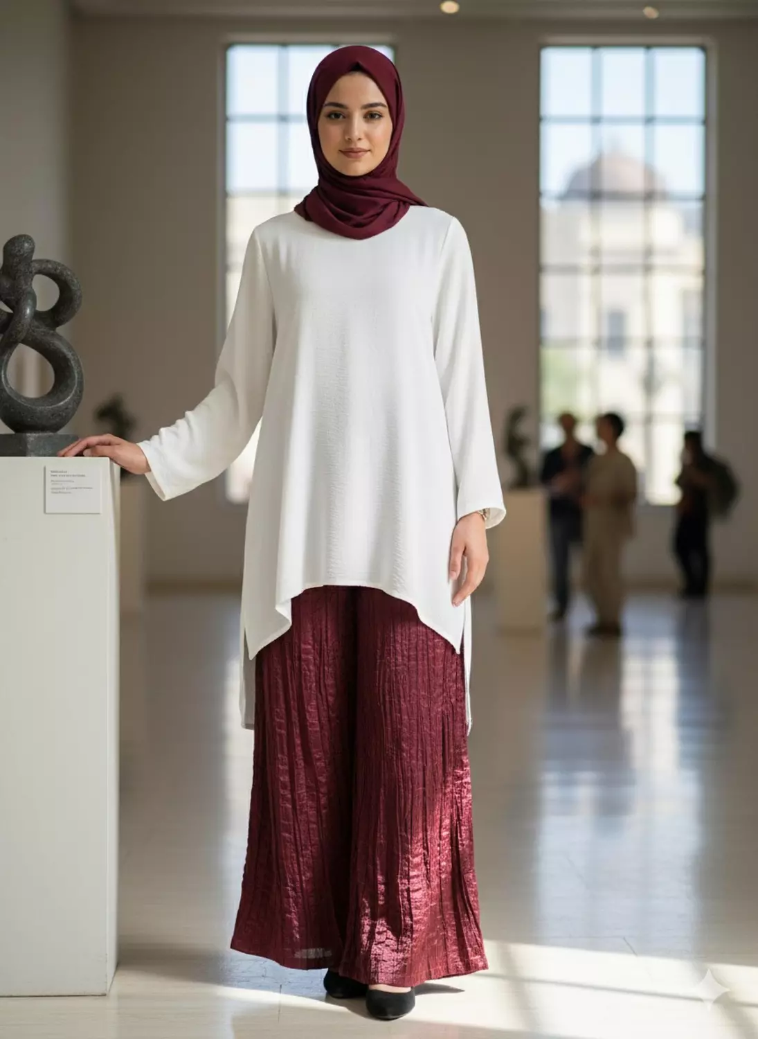 Satin crinkle pants 3