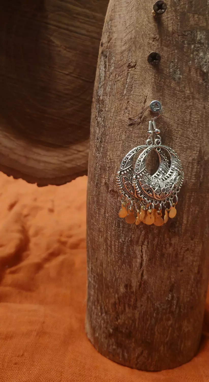 Silver color Fallahy Earrings with gold brass pendants  image