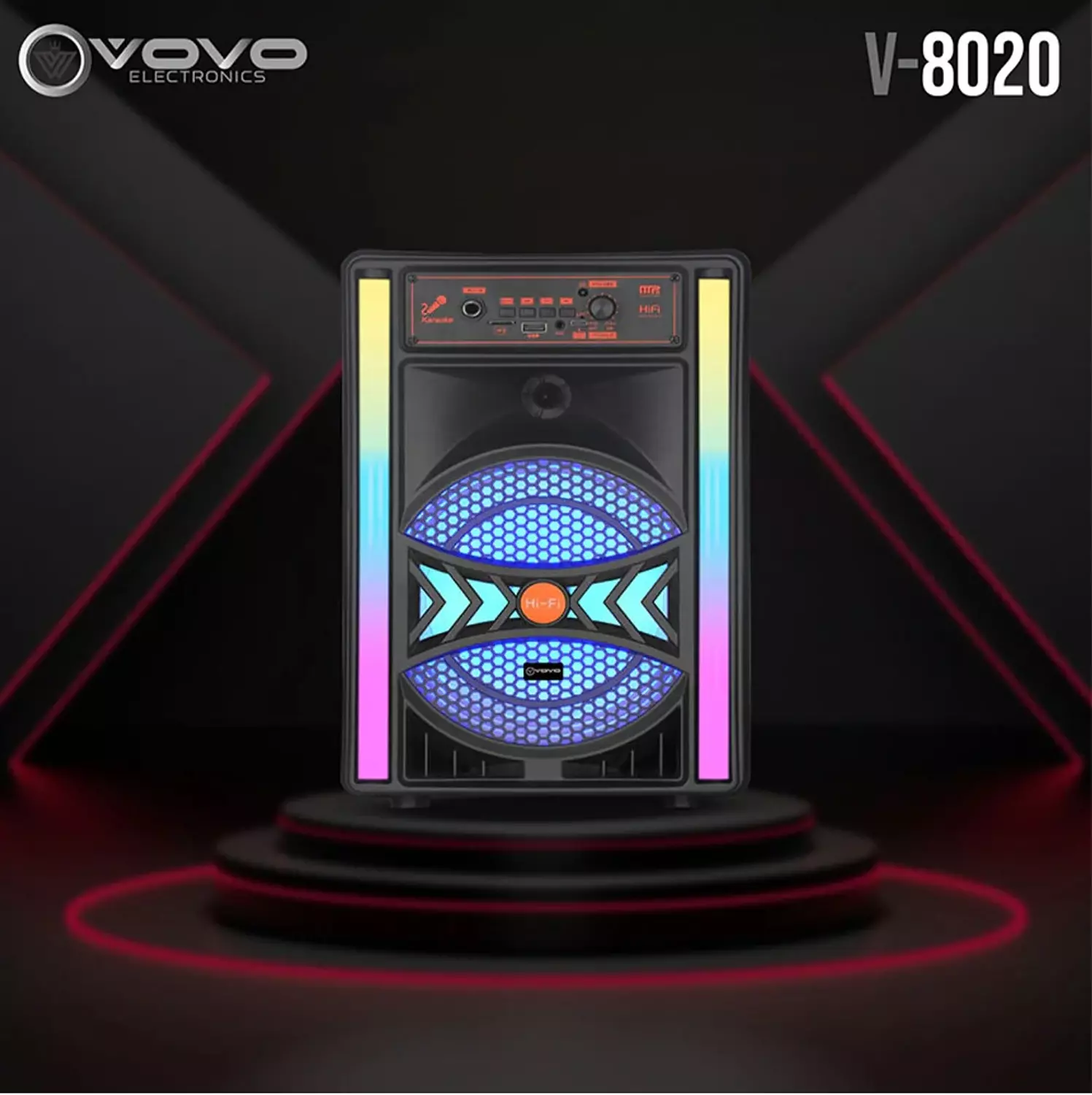 VOVO V-8020 RGB Portable Speaker with Mic & Remote 3