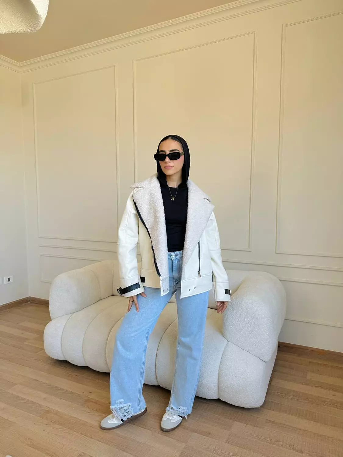Long Leather Jacket with Fur inside 3