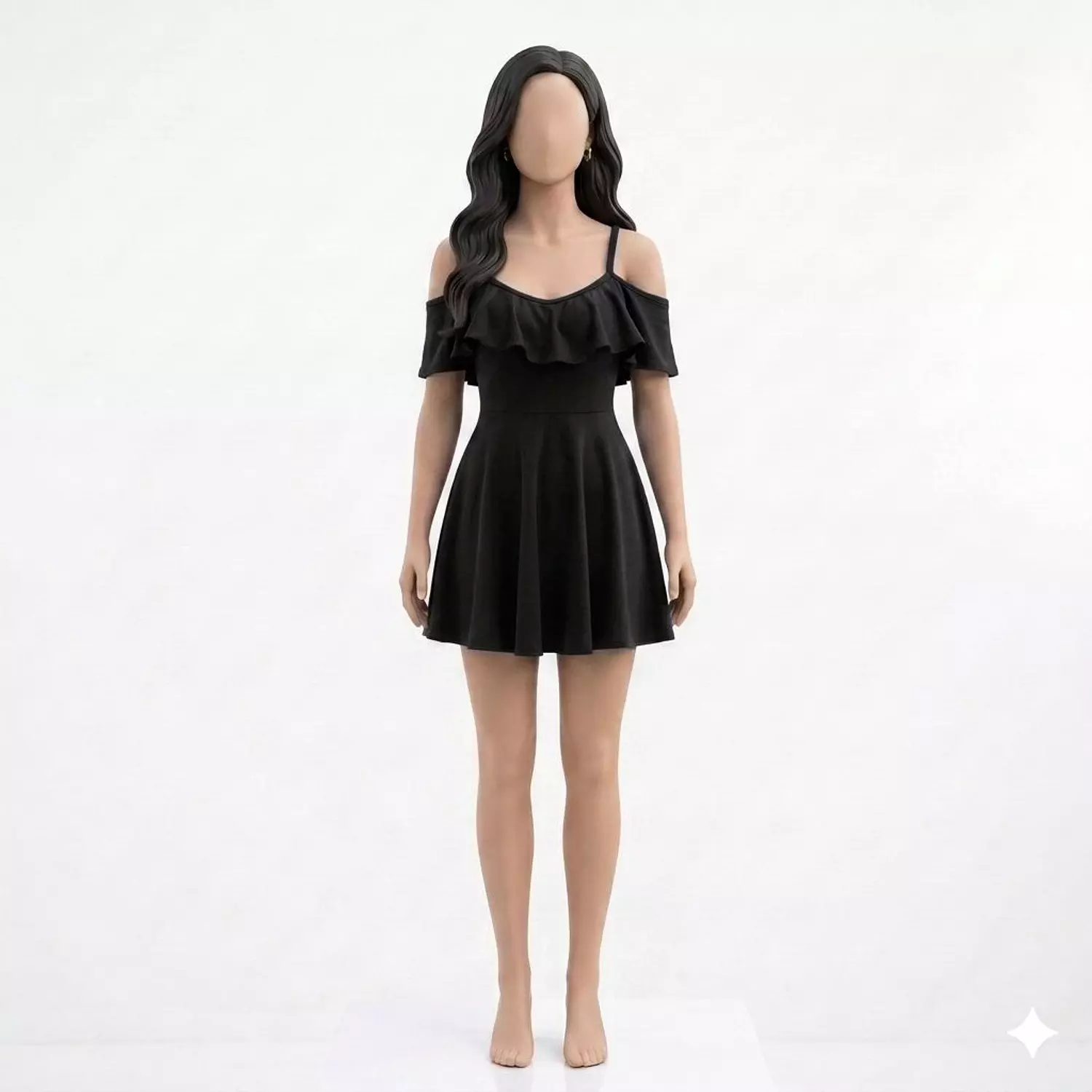 Ruffle Shoulder Mini Dress Mayo 3
