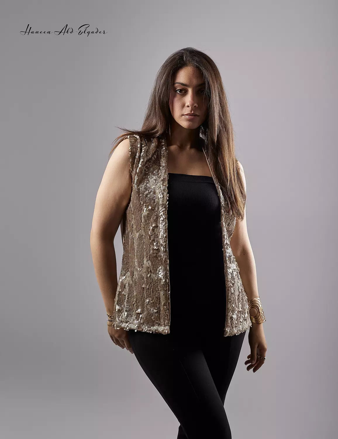 Bronze metallic sequined vest 5