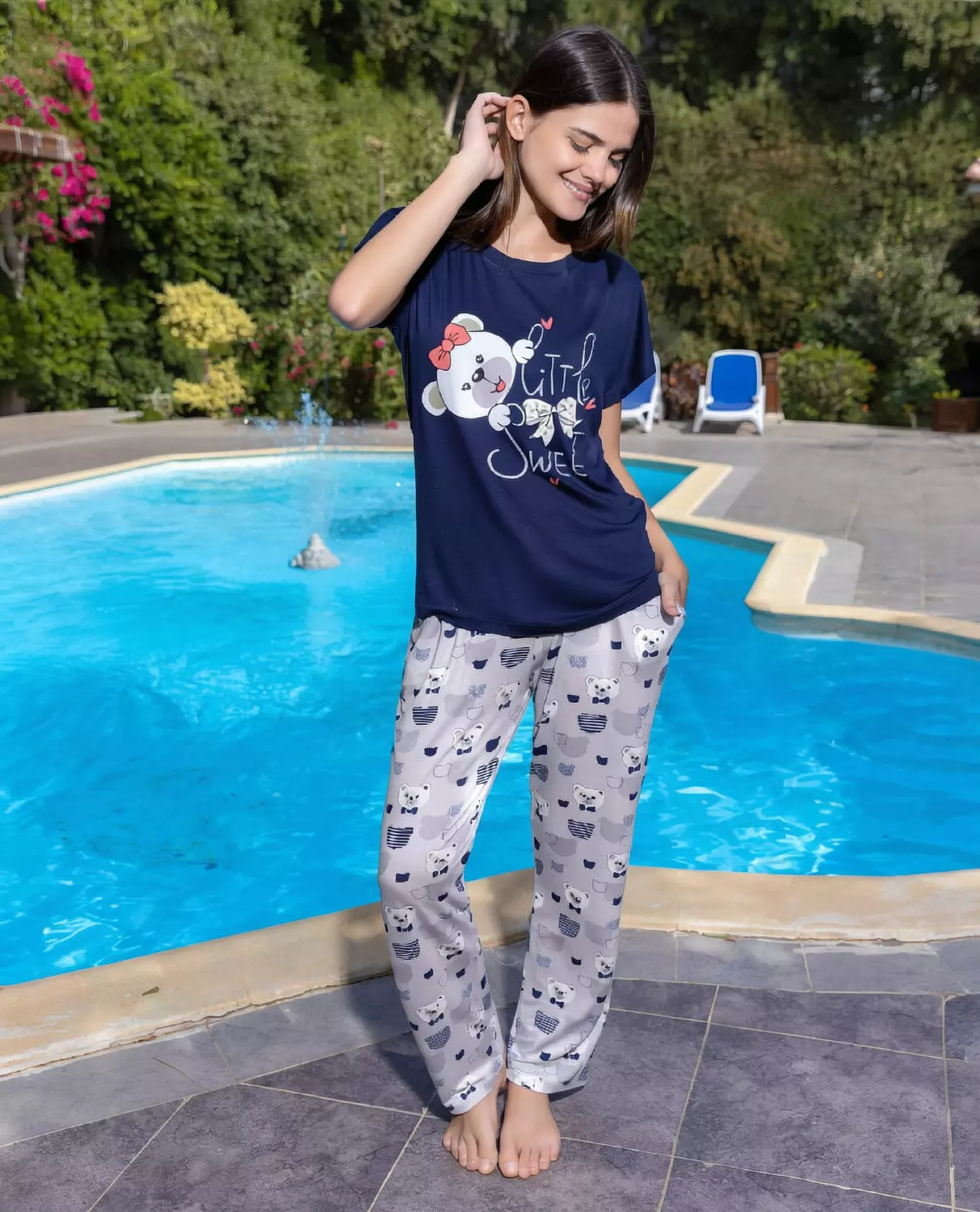 Cute Bear Print Pajama Set image