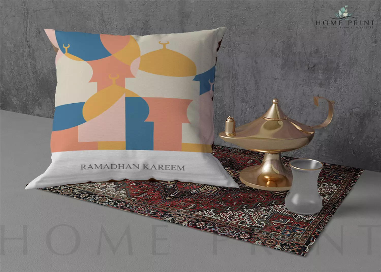 Ramadan Cushion - Islamic Mosques Shape - Multi Color image