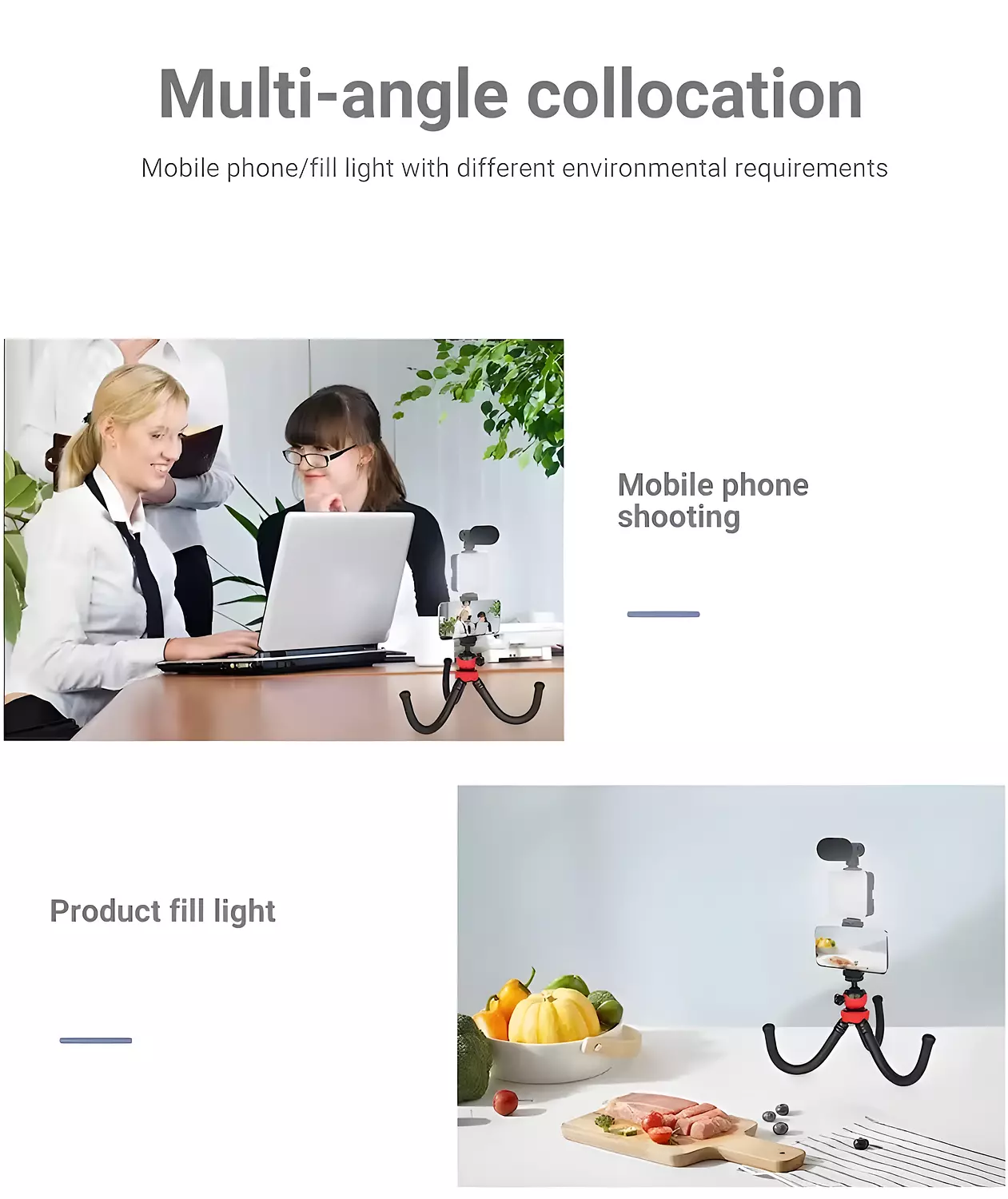 plokama PK-776 Photography Kit with LED Light and Tripod Microphone - Compatible with Various Devices 2