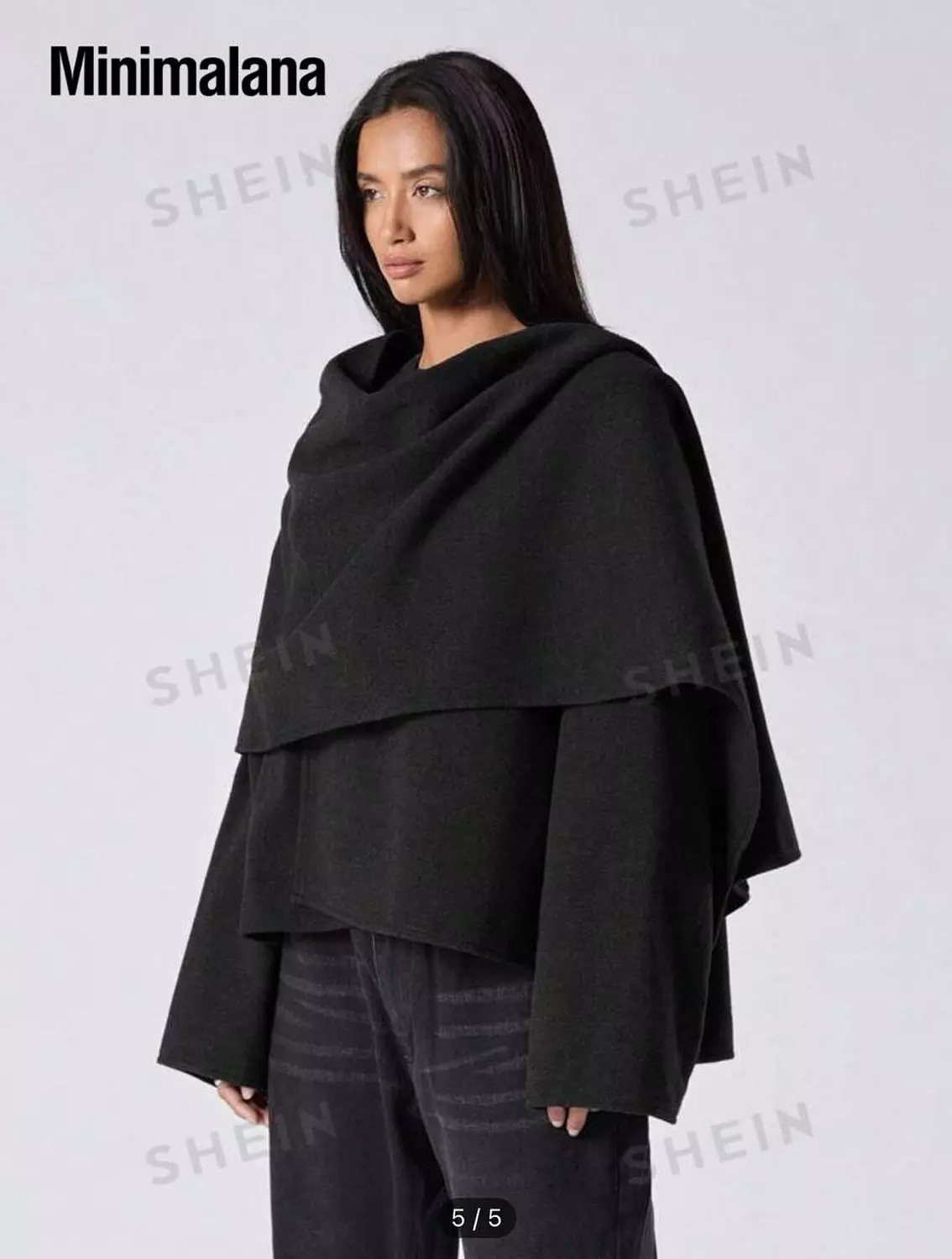Crop Knit Coat with Asymmetrical Scarf  1