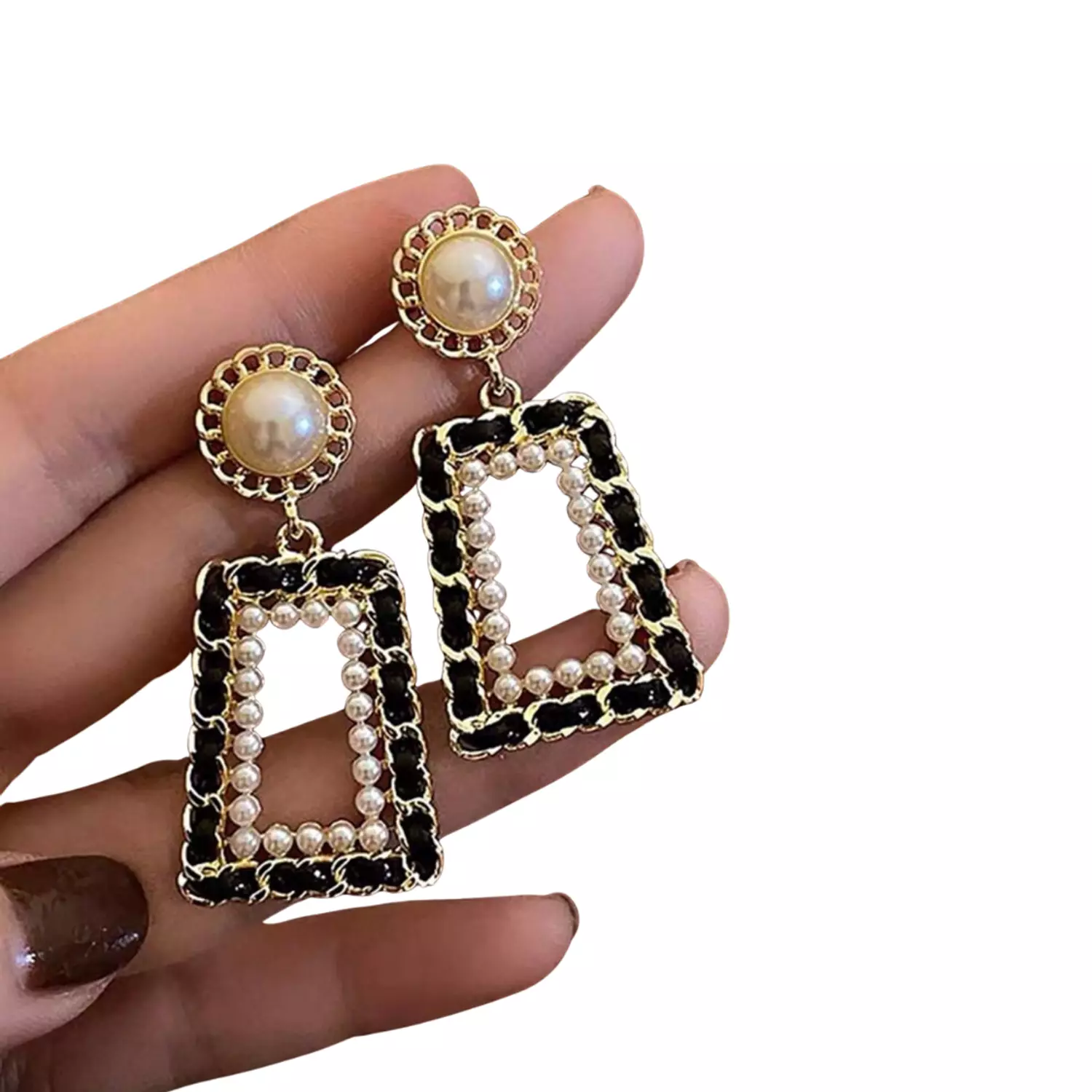 Yayzy Geometric Faux Pearl Earrings 1