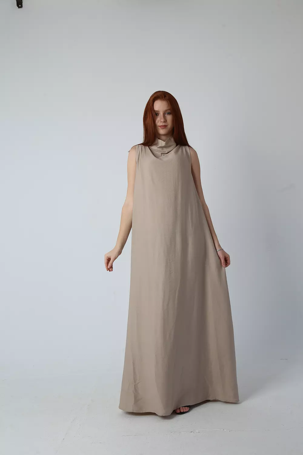 Ruched Maxi Dress - Beige hover image