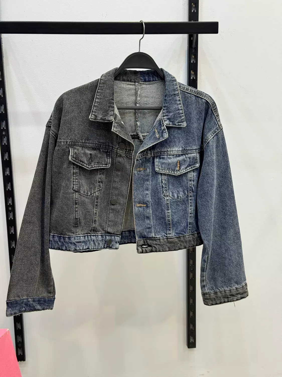 Contrast denim cropped jacket  image