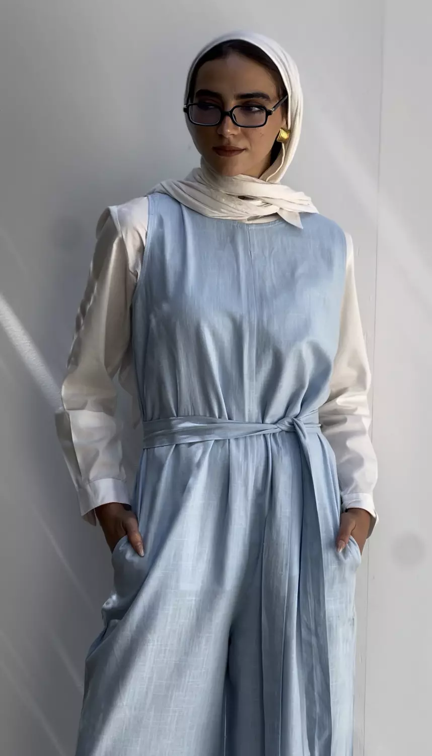 Linen Jumpsuit in sky blue image
