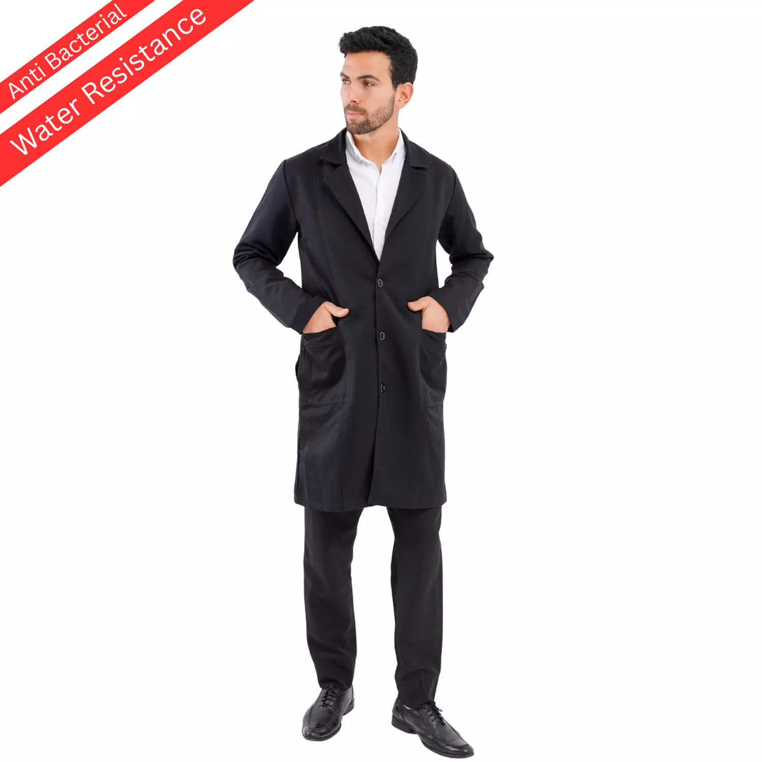 Black Elegance Lab Coat Long  3