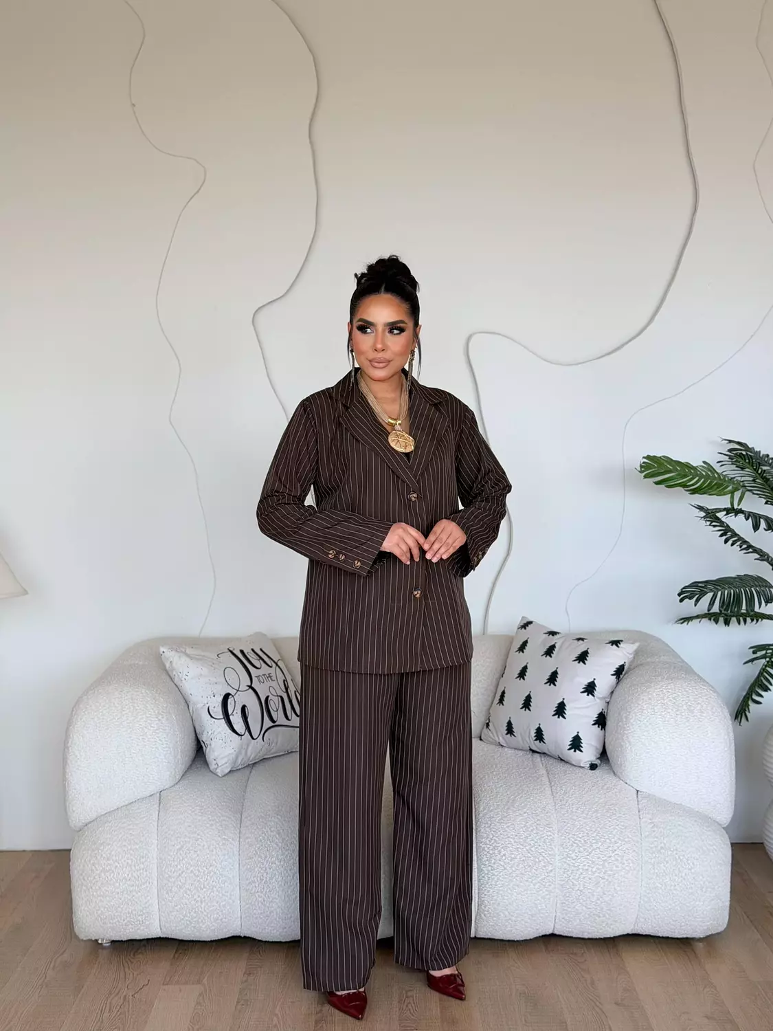 Axis Pinstripe Set In Brown hover image