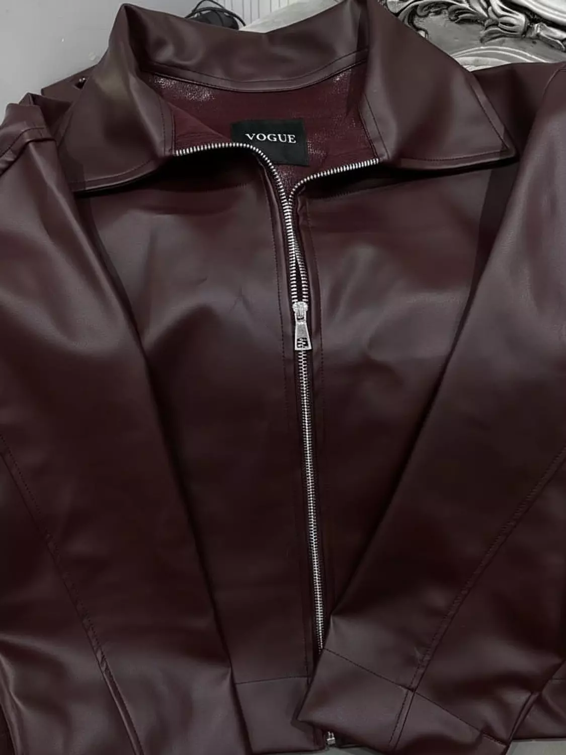 Faux Leather Zip-Up Jacket 4