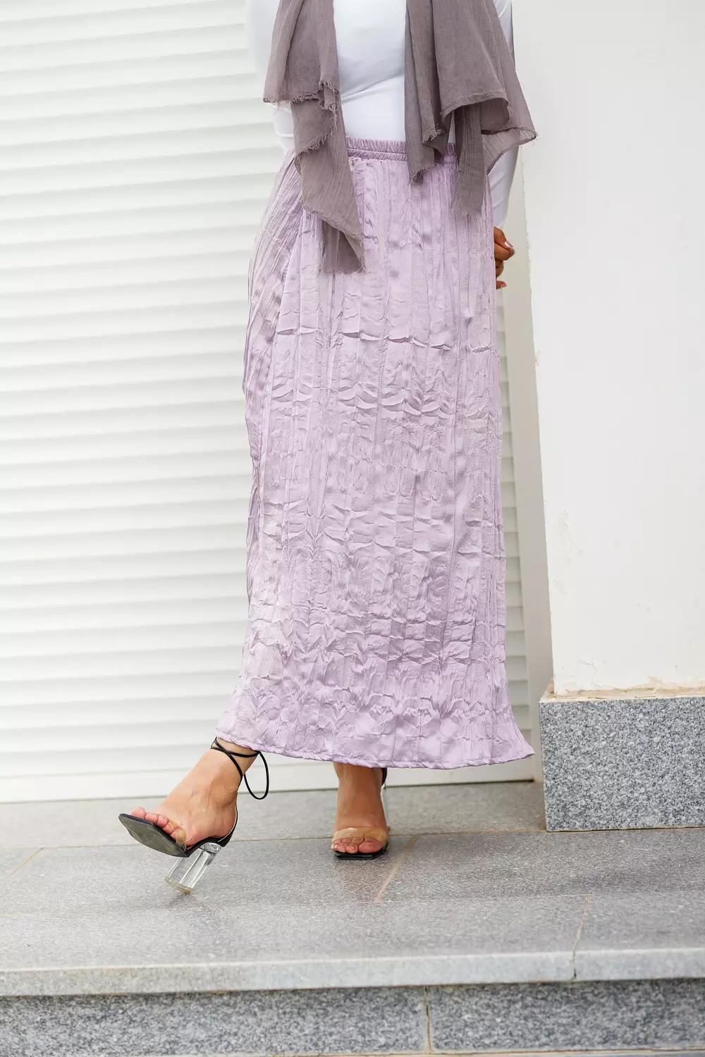 Lillac crushed maxi satin skirt  hover image