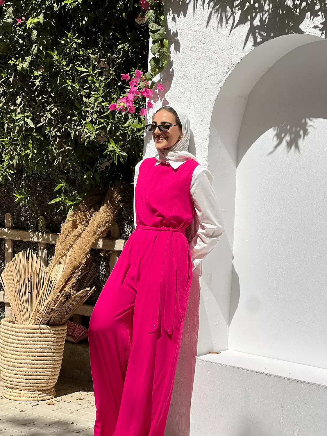 Linen Jumpsuit in Fuchsia 1