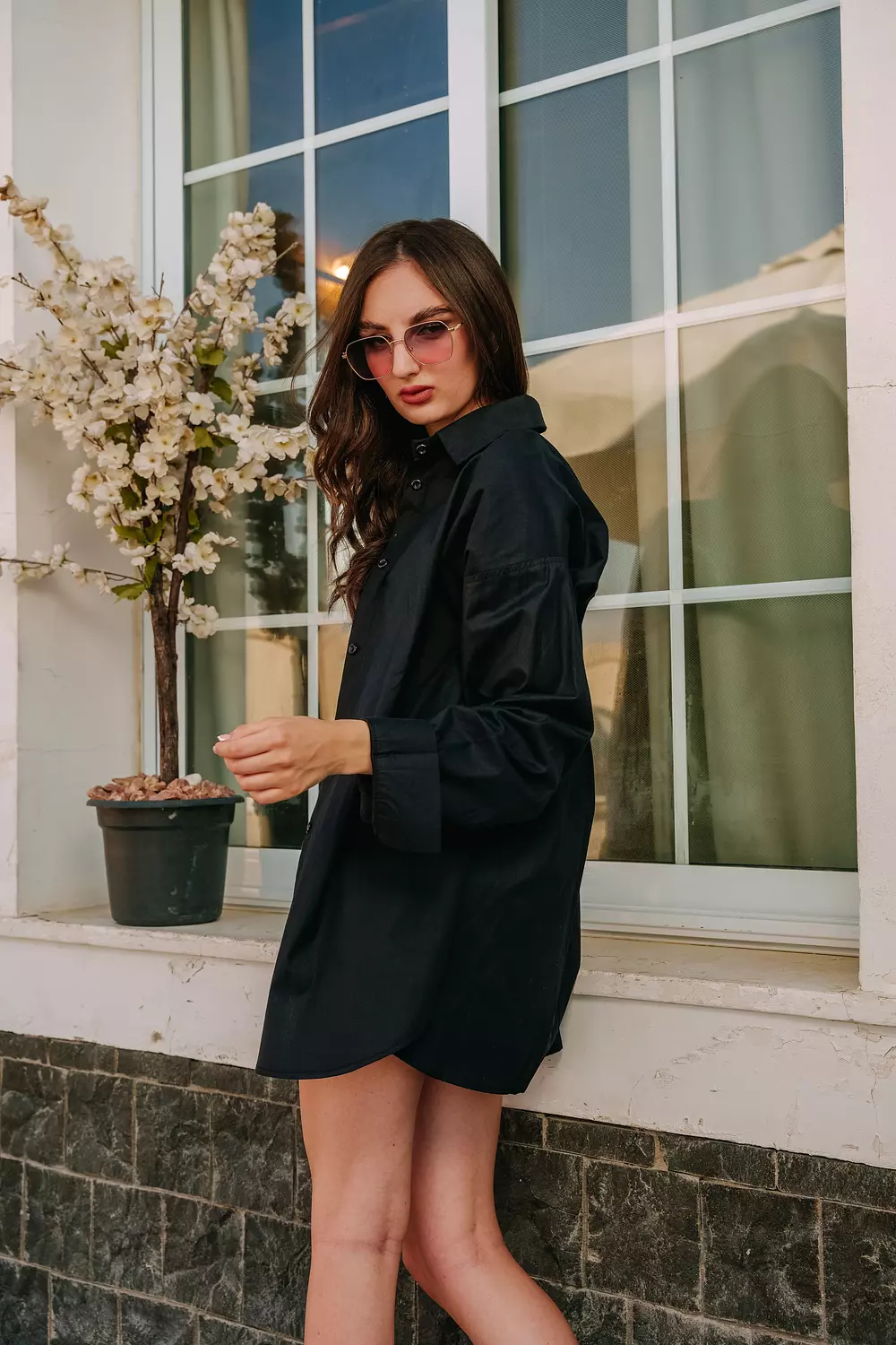 Maxi Poplin Chemise - Black hover image