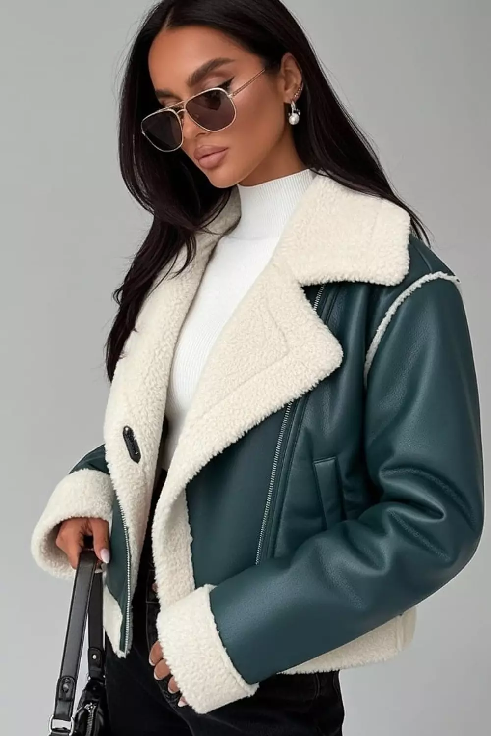 Wide Collar Faux Fur Jacket