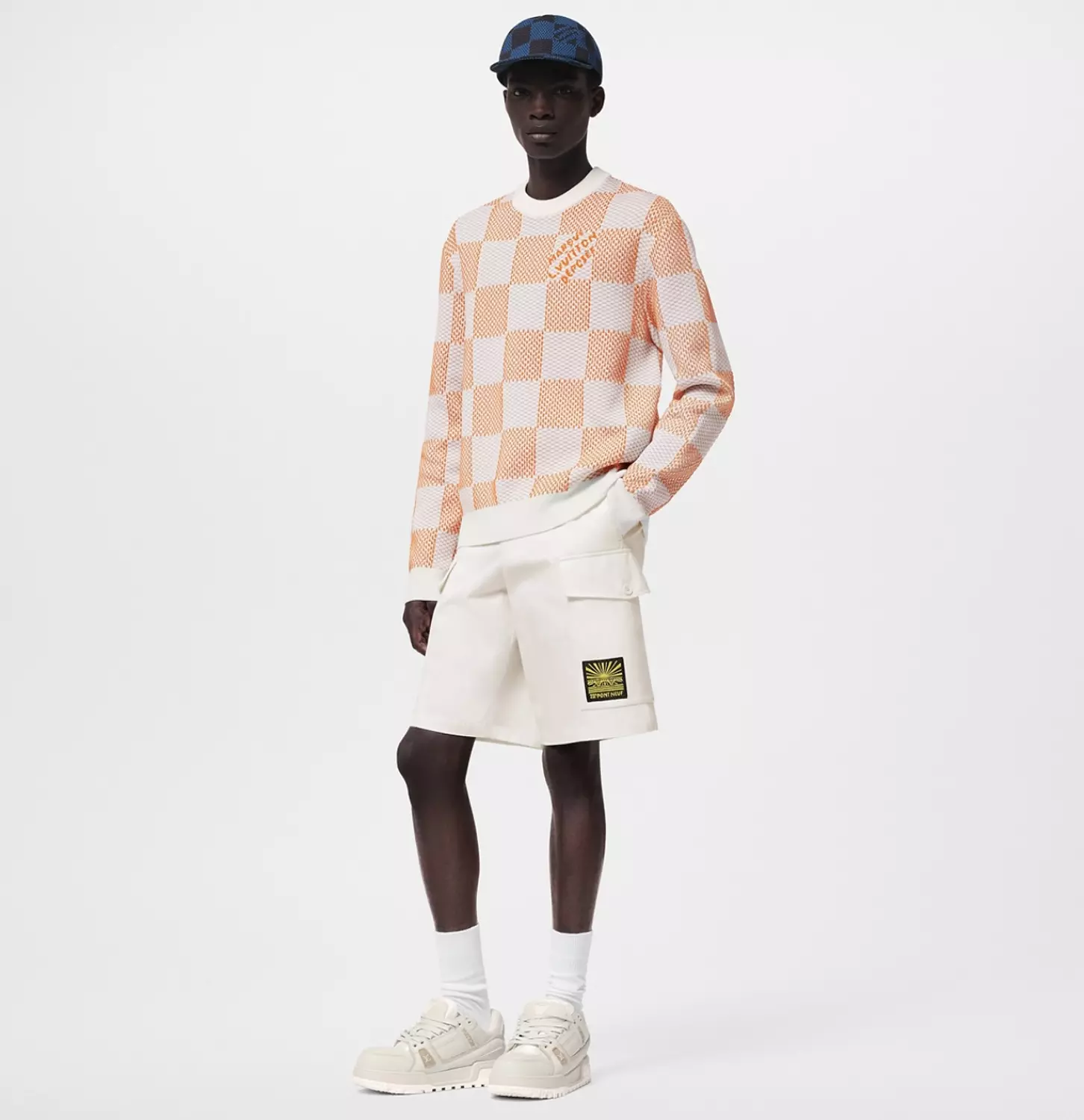Damier Jacquard Cotton Pullover 2