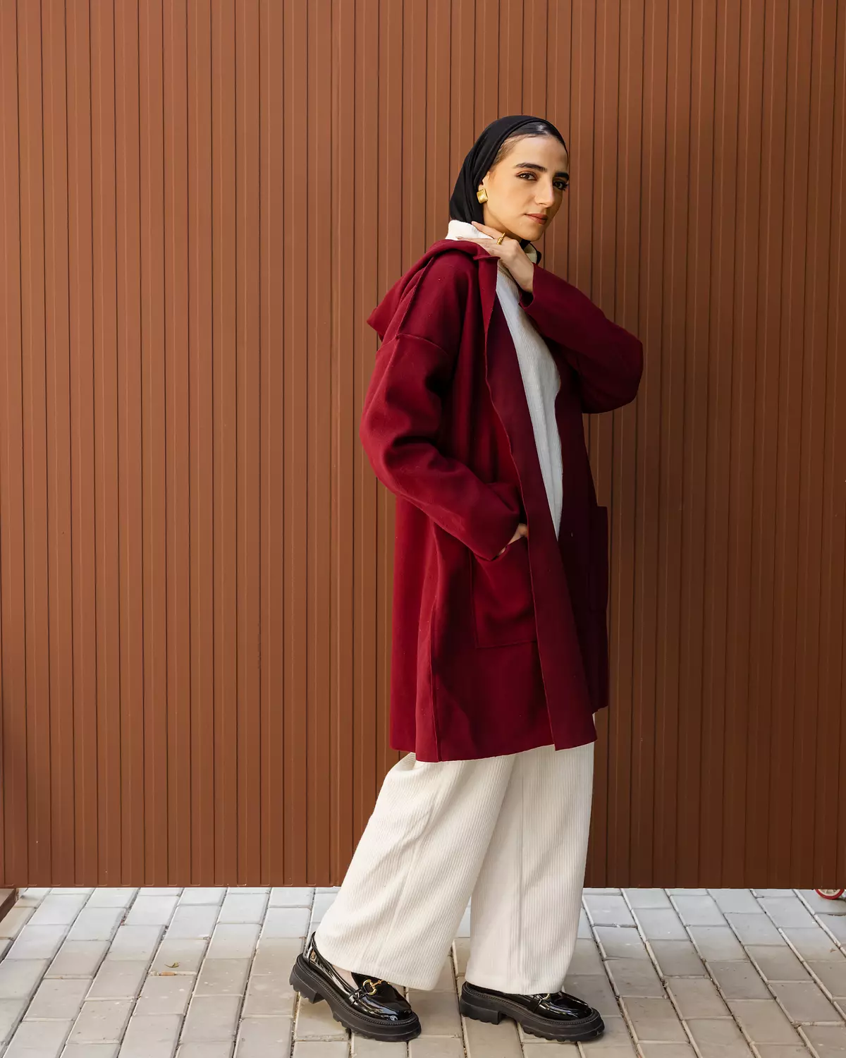 Gogh Coat in Burgundy 3