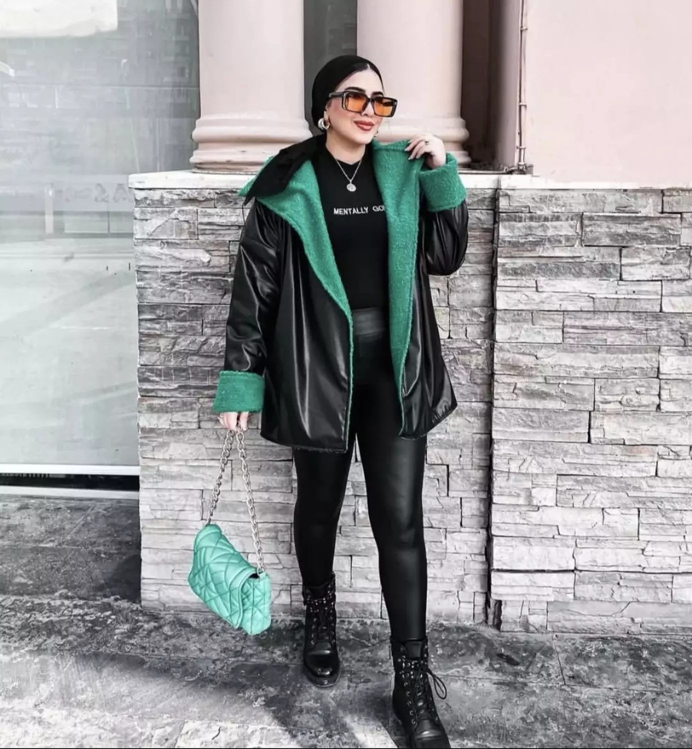 Green leather jacket  hover image