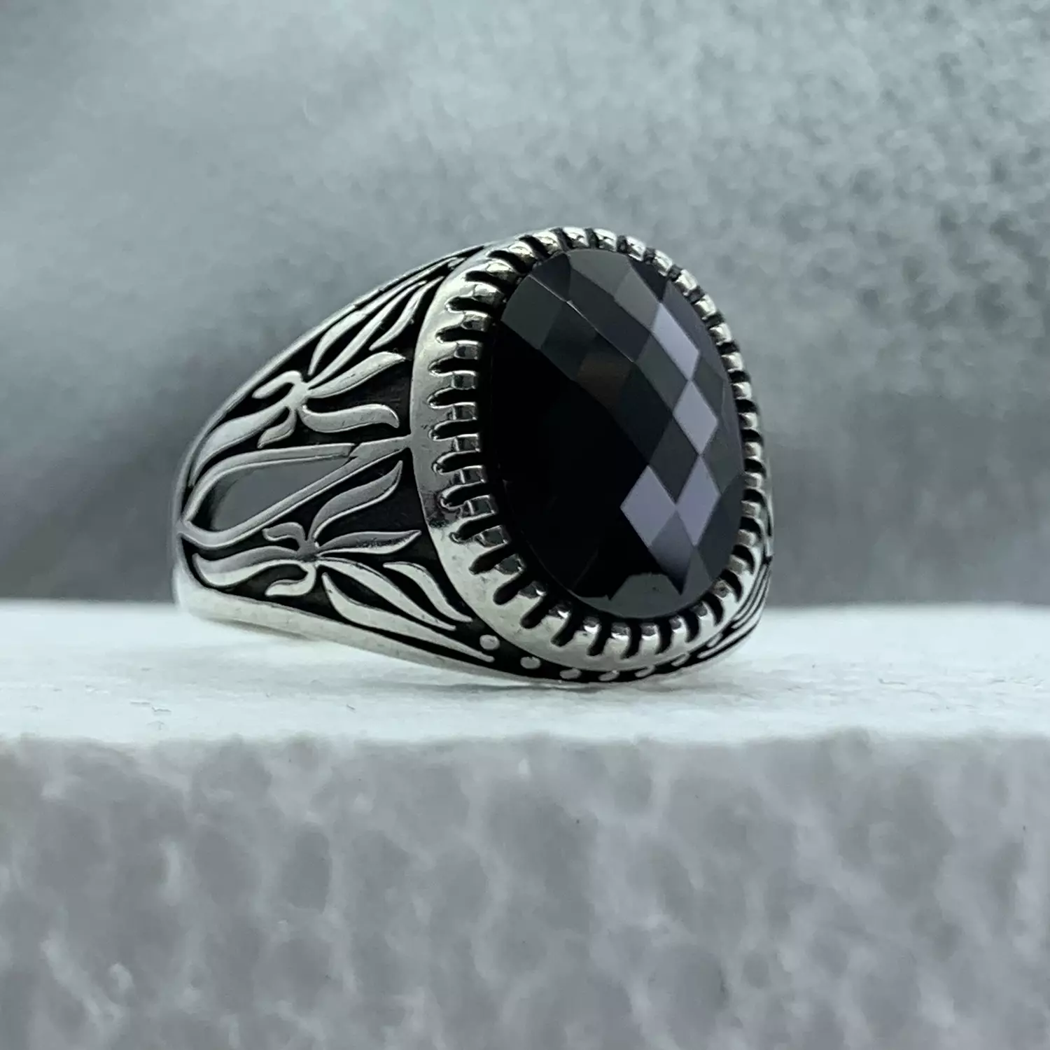 Black stone ring image