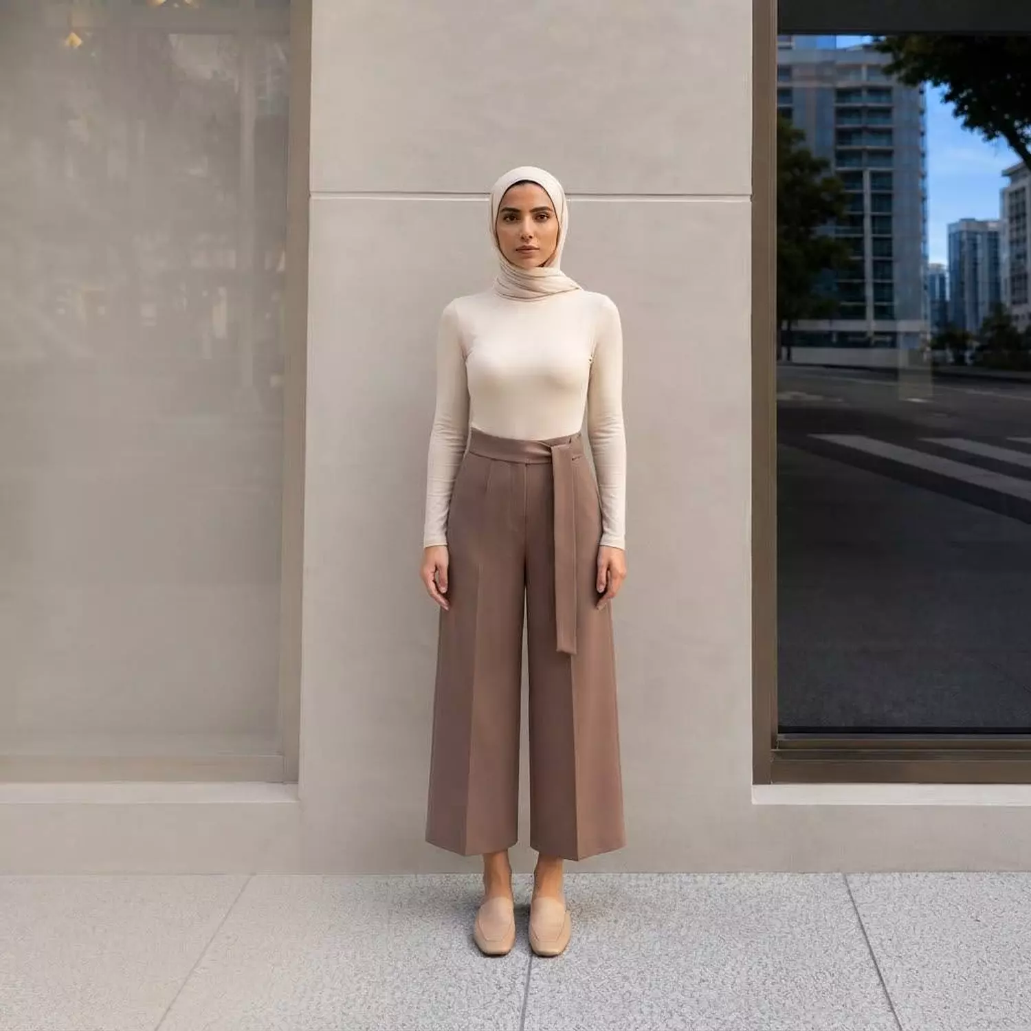 Belted Wide-Leg Culottes image