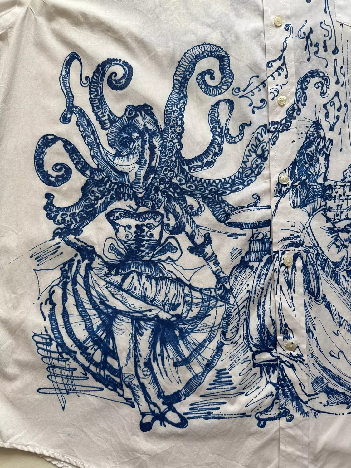 “Musical night “ hand-painted white shirt  3