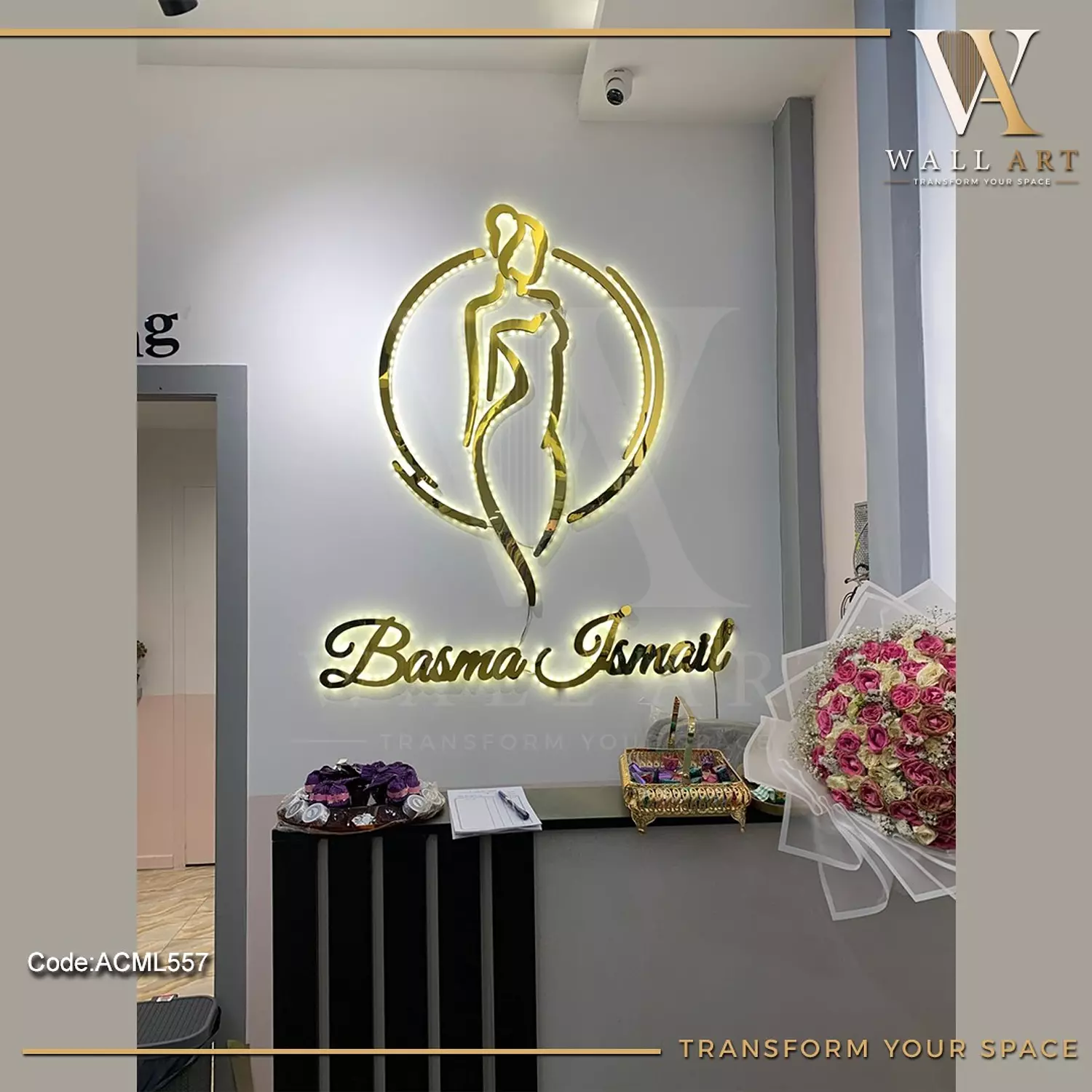 ACML557-Lighted Golden Acrylic Logo   hover image