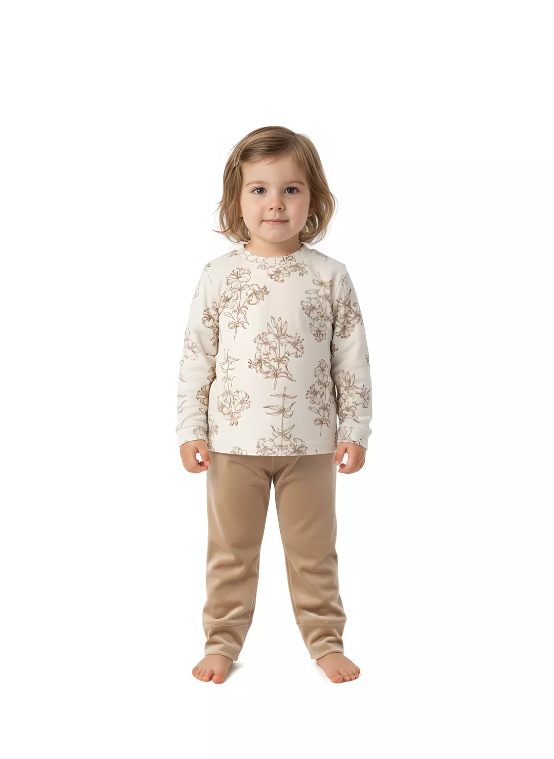 Shorto Girls Pajama Printed Flower PJ - 3101 - Beige image