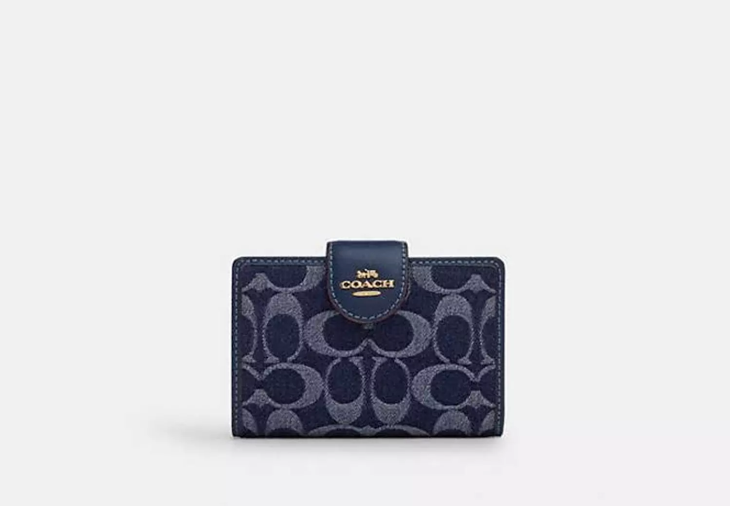 Medium Corner Zip Wallet In Signature canvas denim image