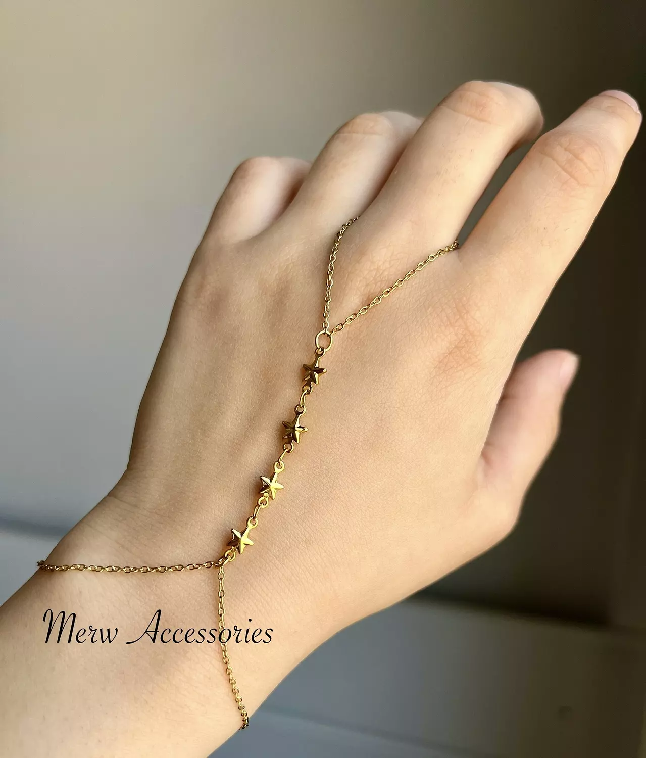 Gold stars hand chain  image