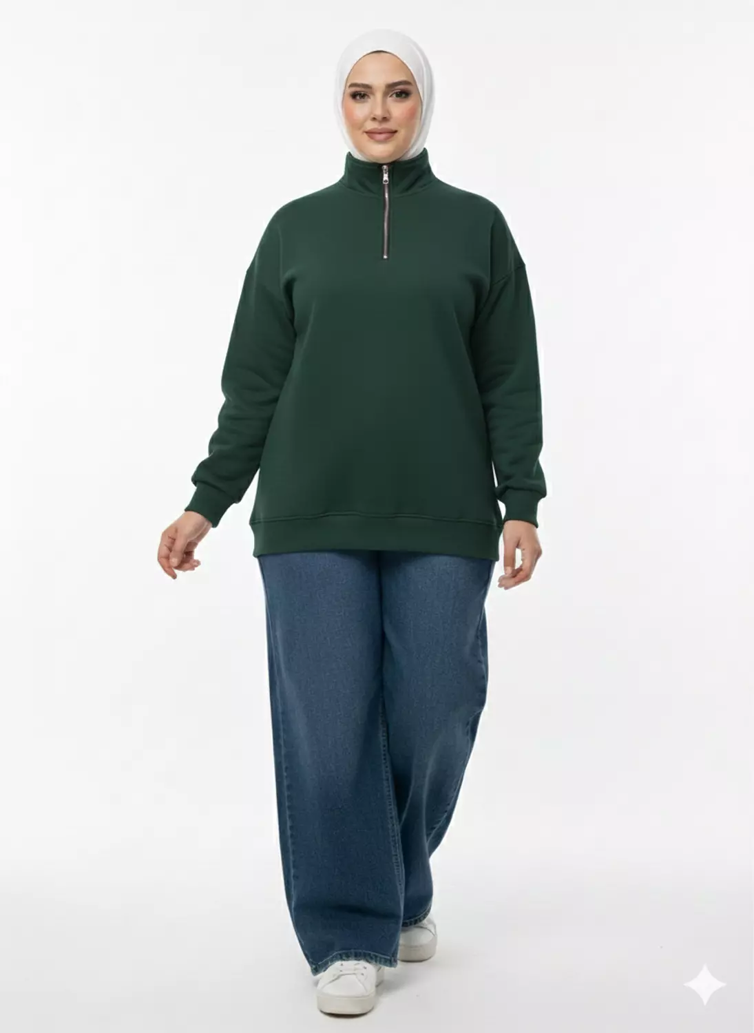 Unisex Sweatshirt, Plus Size Fashion, Quarter-Zip Fleece, Minimalist Style. 2