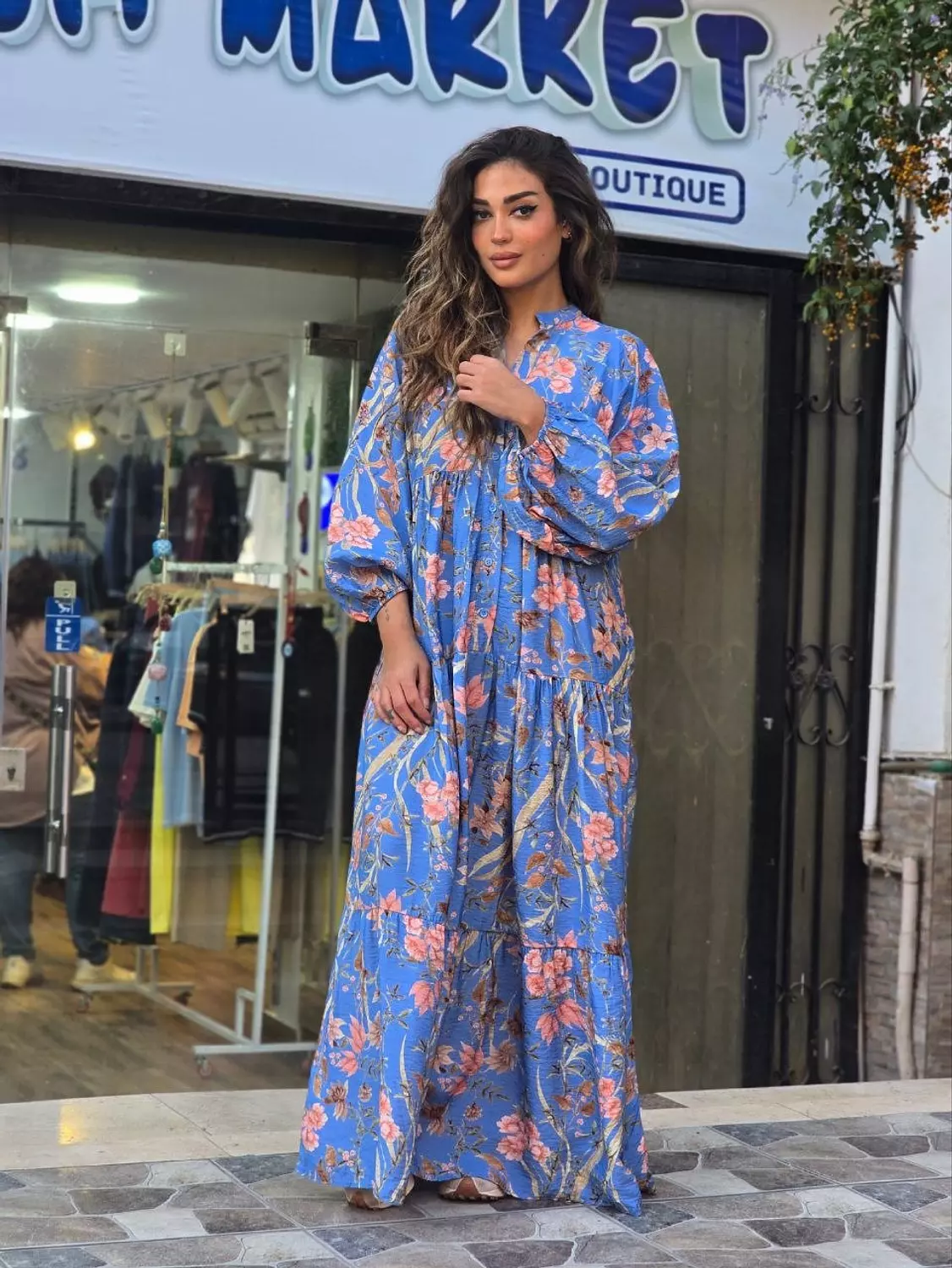 Blue floral dress hover image