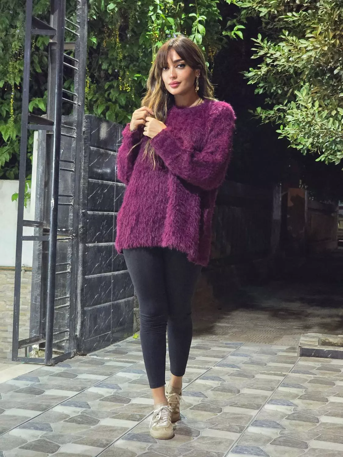 Burgundy Fuzzy Fur Pullover  image