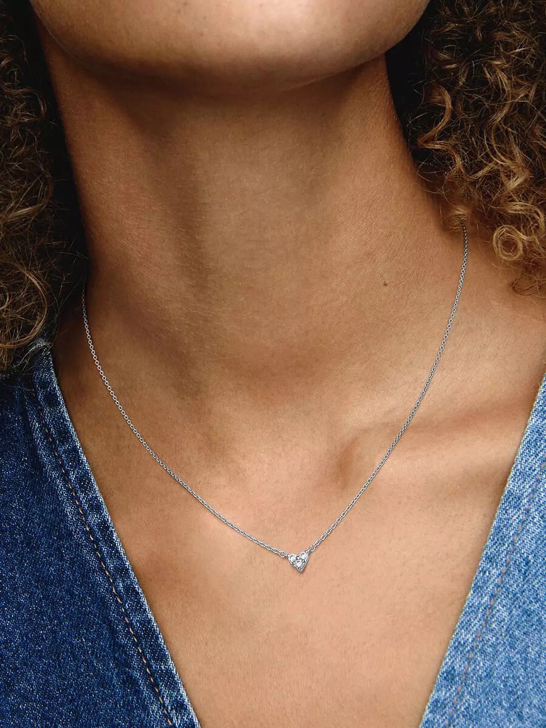 Triple Stone Heart Collier Necklace Sterling silver 1